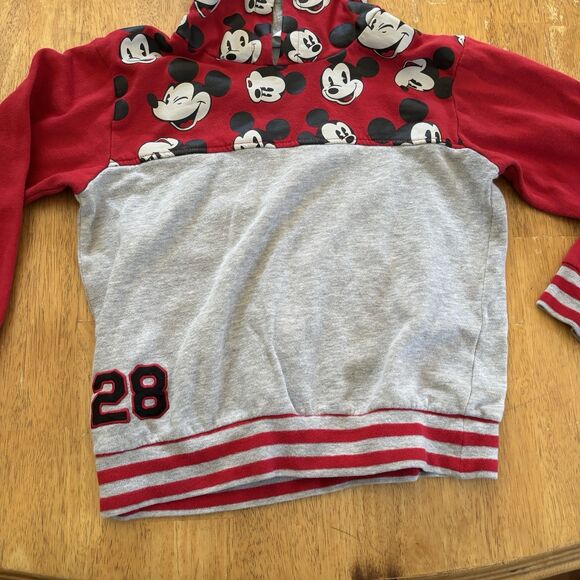 Kids Disney Mickey Mouse Hoodie Size‎ 7/8 Red Grey Comfy Outdoors Theme Park Fun - Picture 4 of 14